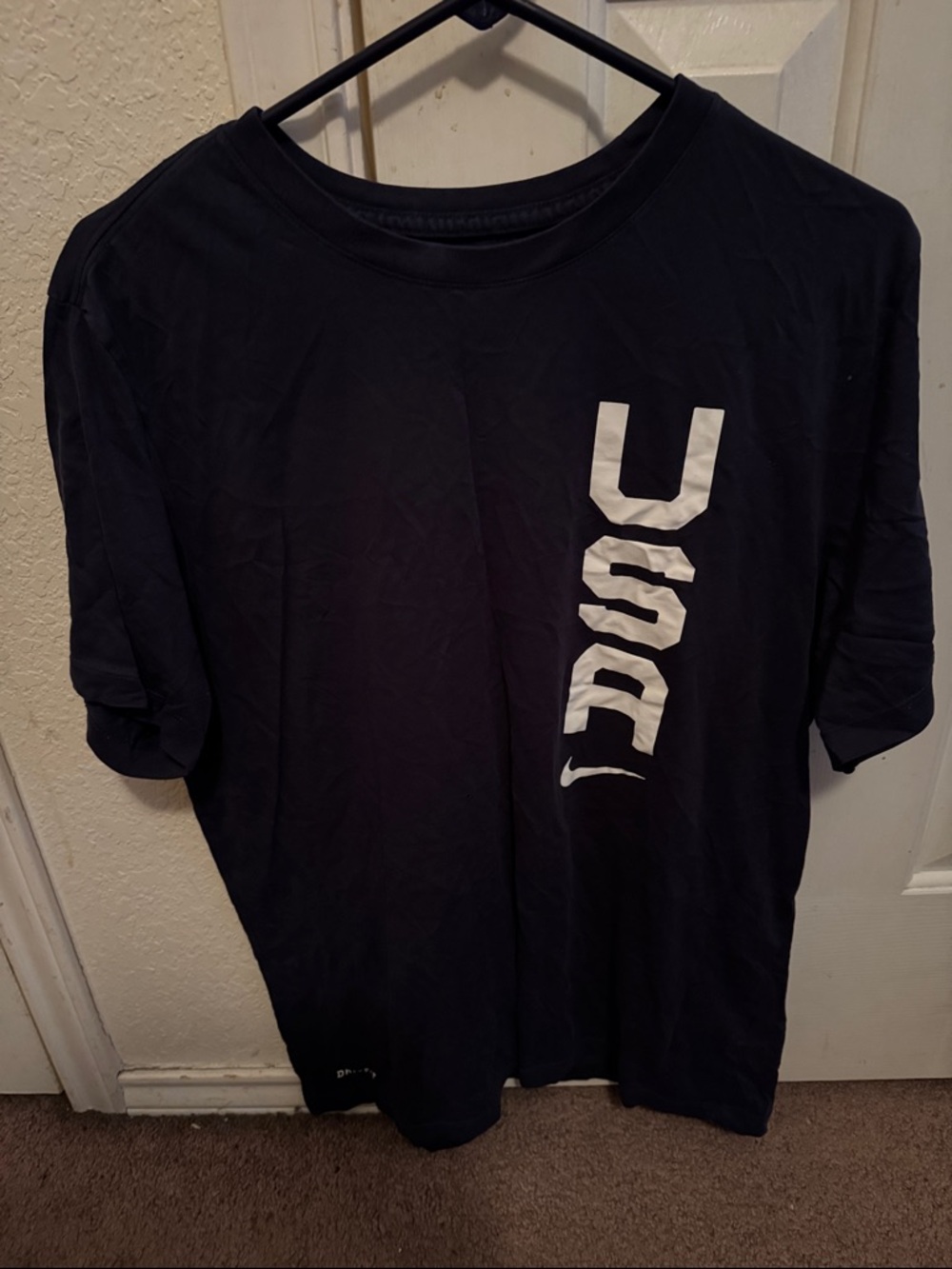 Nike Men's Navy Blue Tee with Vertical USA Graphic Size L
